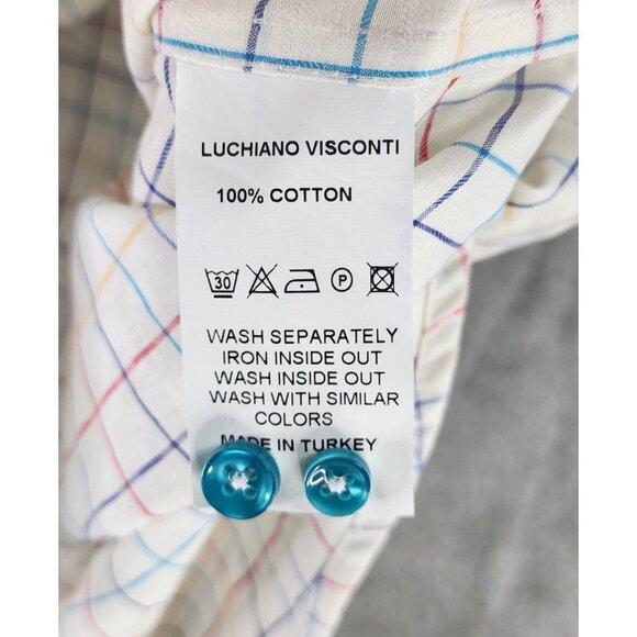 Luchiano Visconti Shirt Mens XLT Multicolor Striped Preppy Button Up Long Sleeve - Picture 11 of 11